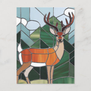 Glas-in-lood-kunst, Glas-in-lood-stijl Herten Kuns Briefkaart