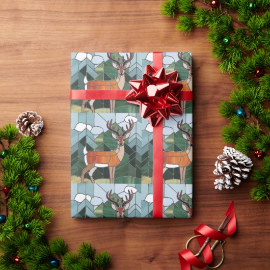 Glas in lood kunst, Glas in lood stijl herten kuns Cadeaupapier (Feestdagen Geschenken)