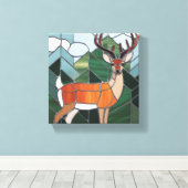 Glas in lood kunst, Glas in lood stijl herten kuns Canvas Afdruk (Insitu (Houten vloer))
