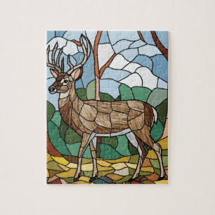 Glas-in-lood-kunst, Glas-in-lood-stijl Herten Kuns Legpuzzel