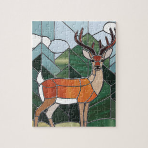 Glas-in-lood-kunst, Glas-in-lood-stijl Herten Kuns Legpuzzel