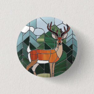 Glas in lood kunst, Glas in lood stijl herten kuns Ronde Button 3,2 Cm
