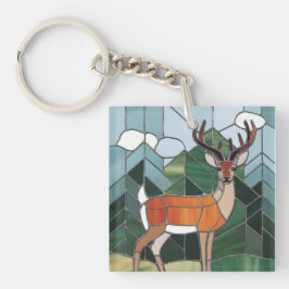 Glas in lood kunst, Glas in lood stijl herten kuns Sleutelhanger