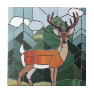 Glas-in-lood-kunst, Glas-in-lood-stijl Herten Kuns Tegeltje