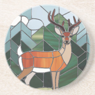 Glas-in-lood-kunst, Glas-in-lood-stijl Herten Kuns Zandsteen Onderzetter