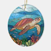 Glas in lood kunst, Glas in lood Zee schildpad Keramisch Ornament (Links)