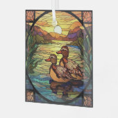 Glas in lood kunst, Schattigee Goose Glas in lood  Glas Ornament (Voorkant links)