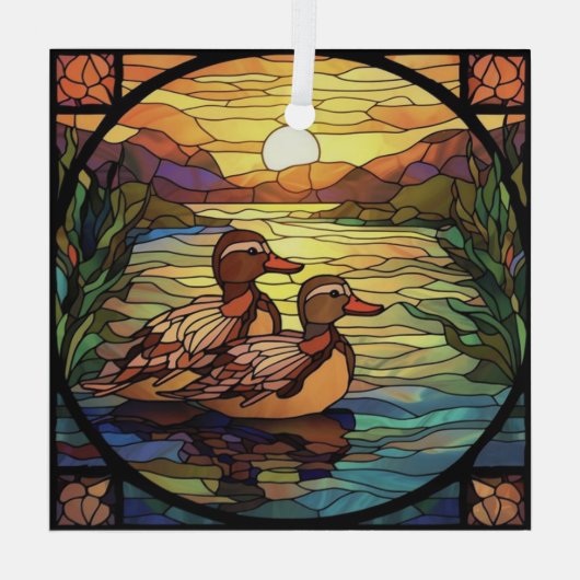 Glas in lood kunst, Schattigee Goose Glas in lood  Glas Ornament (Achterkant)