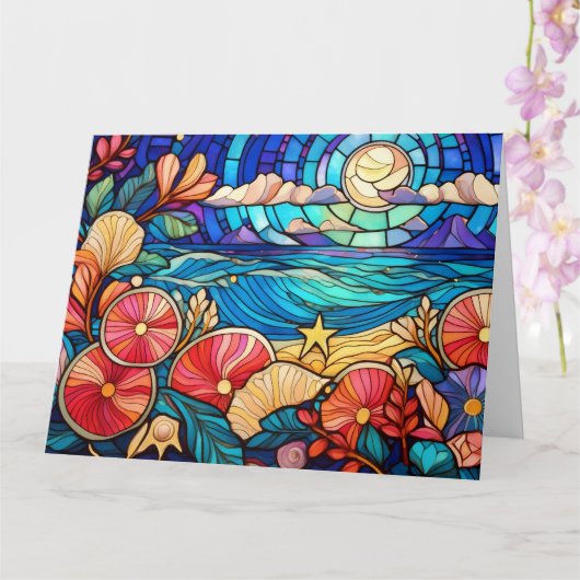 Glas in lood kunst tropisch strand kaart (Orchidee)