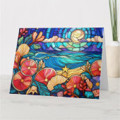 Glas in lood kunst tropisch strand kaart (Voorkant)