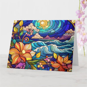 Glas in lood kunst tropisch strand kaart