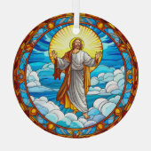 Glas in lood Kunst van Jesus Walking on Clouds Glas Ornament (Achterkant)