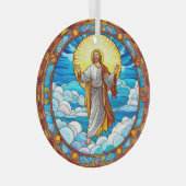 Glas in lood Kunst van Jesus Walking on Clouds Glas Ornament (Voorkant Rechts)