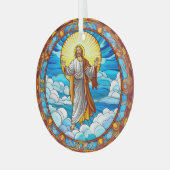 Glas in lood Kunst van Jesus Walking on Clouds Glas Ornament (Voorkant links)