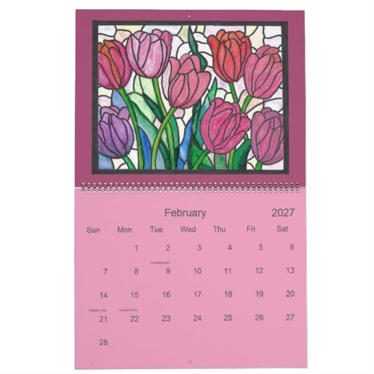 Glas-in-lood Kunstkalender Kalender (Feb 2027)