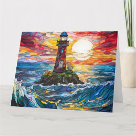 Glas in lood Kustvuurtoren Art Bedankkaart
