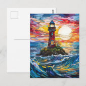 Glas in lood Kustvuurtoren Art Briefkaart (Voorkant / Achterkant)
