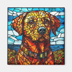 Glas-in-lood labrador hond magneet
