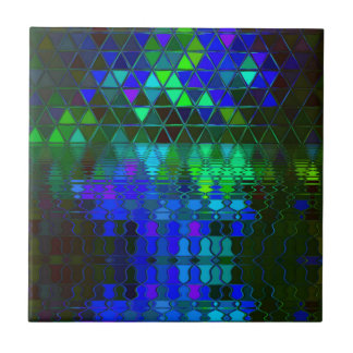 Glas in lood Lake Landscape Fantasy Blue Tegeltje