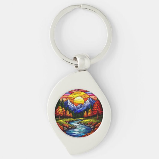 Glas-in-lood Landschap Sleutelhanger (Voorkant)