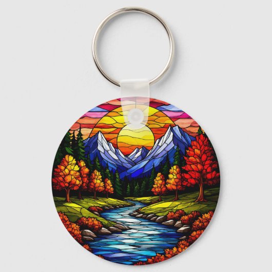 Glas-in-lood-landschap Sleutelhanger (Voorkant)