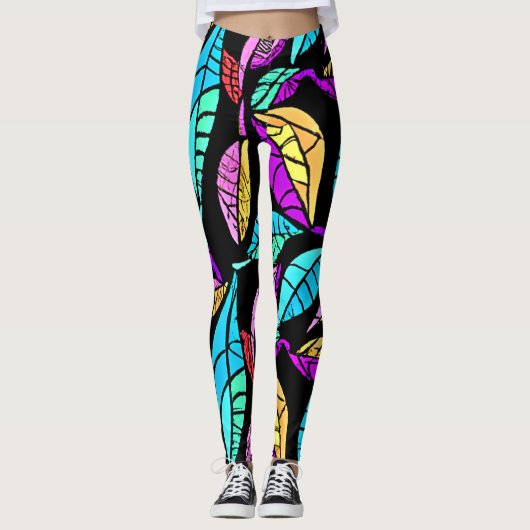 Glas in lood Leaves Design Leggings (Voorkant)