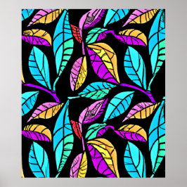 Glas in lood Leaves Design Poster