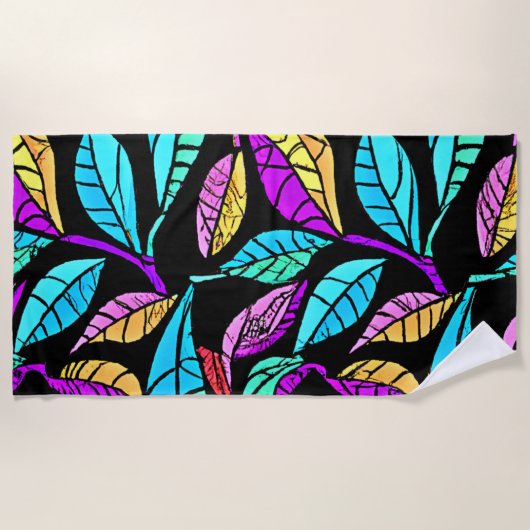 Glas in lood Leaves Design Strandlaken (Voorkant)