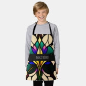 Glas in lood lelie groen mozaïekpatroon schort (Gedragen)