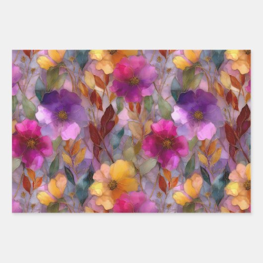 GLAS IN LOOD LEVENDIGE BLOEM DECORATIEVE PAPIERSET INPAKPAPIER VEL (Voorkant)