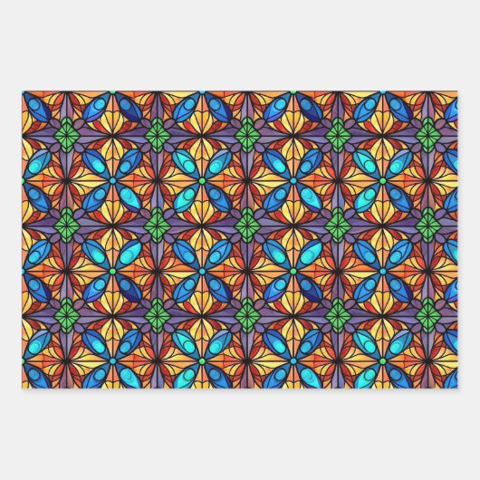 Glas in lood Levendige Design Inpakpapier Vel (Voorkant)