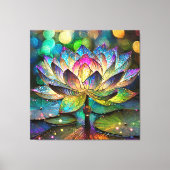 Glas-in-lood Levendige Lotus Bloem Canvas Afdruk (Voorkant)