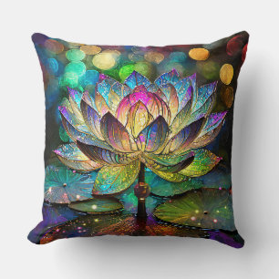 Glas-in-lood Levendige Lotus Bloem Kussen