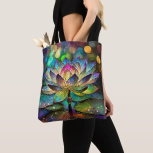 Glas-in-lood Levenskrachtige Lotus Bloem Tote Bag