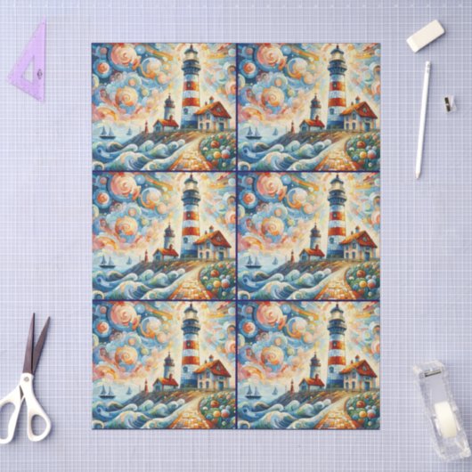 Glas in lood Lighthouse Decoupage Tissuepapier (Craft)