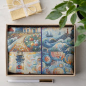 Glas in lood Lighthouse Decoupage Tissuepapier (Geschenk)