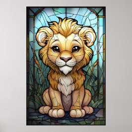 Glas in lood Lion Cub Poster - Regal Nursery Art