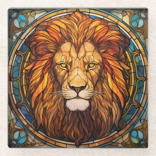Glas in lood Lion Onderzetter (Voorkant)
