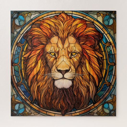 Glas in lood Lion Puzzel (Verticaal)