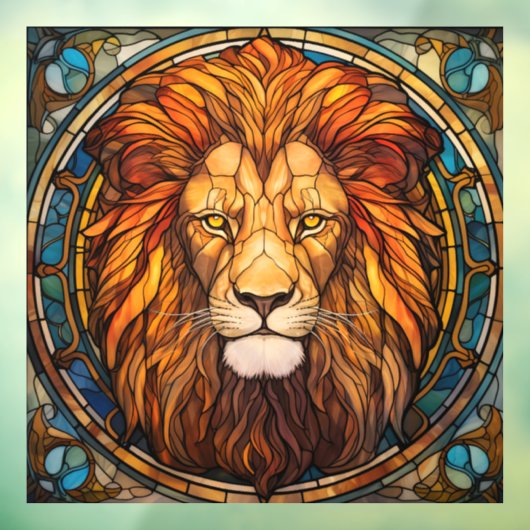 Glas in lood Lion Window Cling Raamsticker (Vel 3)