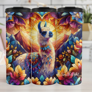 Glas in lood Llama berglandschap Thermosbeker