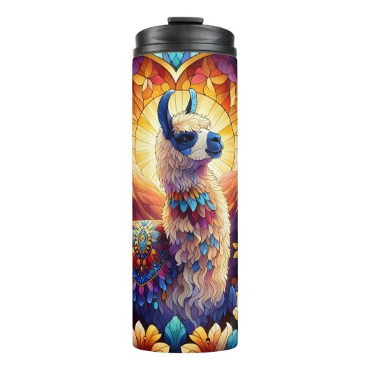 Glas in lood Llama berglandschap Thermosbeker (Voorkant)