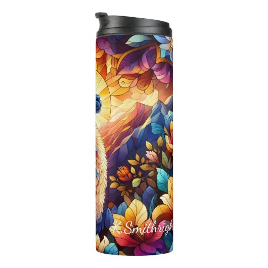 Glas in lood Llama berglandschap Thermosbeker (Geroteerd rechts)