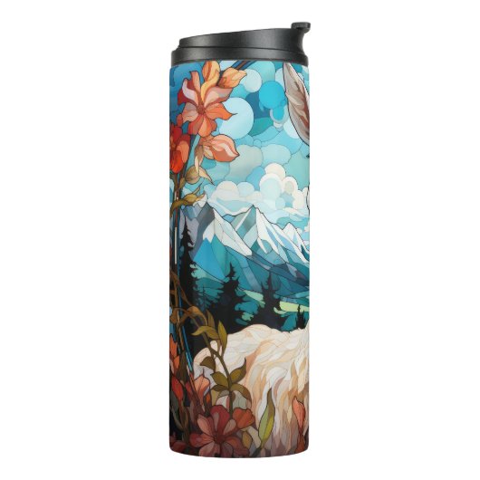 Glas in lood Llama Tumbler Thermosbeker (Gedraaid links)