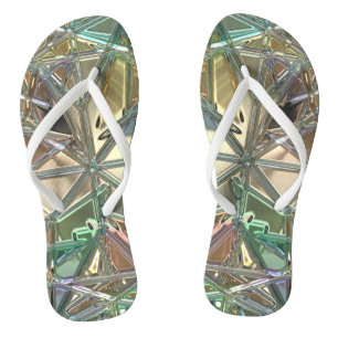 Glas in lood look abstract roze goud blauwgroen teenslippers