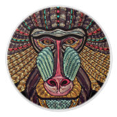 Glas in lood look baviaan dierlijke afrikaanse kun keramische knop (Voorkant)