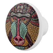 Glas in lood look baviaan dierlijke afrikaanse kun keramische knop (Rechts)