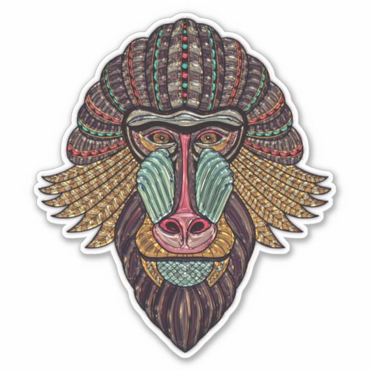 Glas in lood look baviaan dierlijke afrikaanse kun sticker (Voorkant)