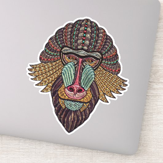 Glas in lood look baviaan dierlijke afrikaanse kun sticker (Detail)