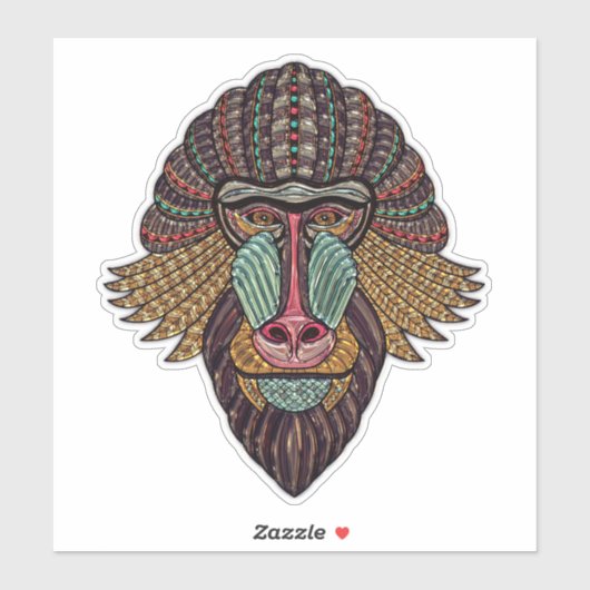 Glas in lood look baviaan dierlijke afrikaanse kun sticker (Vel)